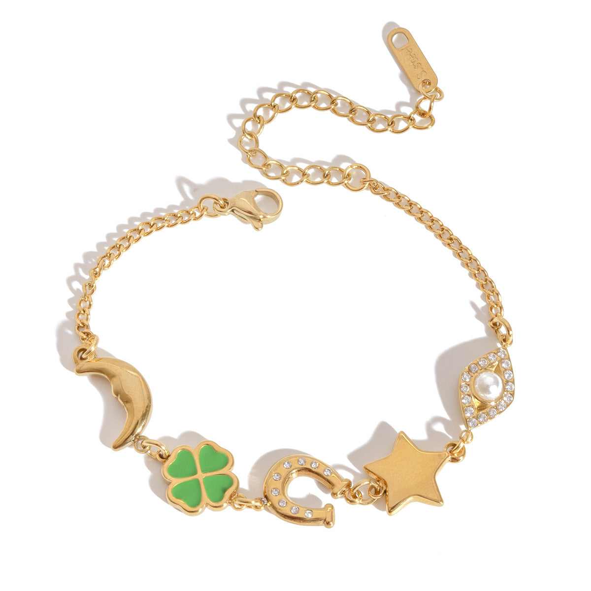 Damen Armband mit funkelnden grünen Kristallen und hypoallergenem Edelstahl Shop Nory