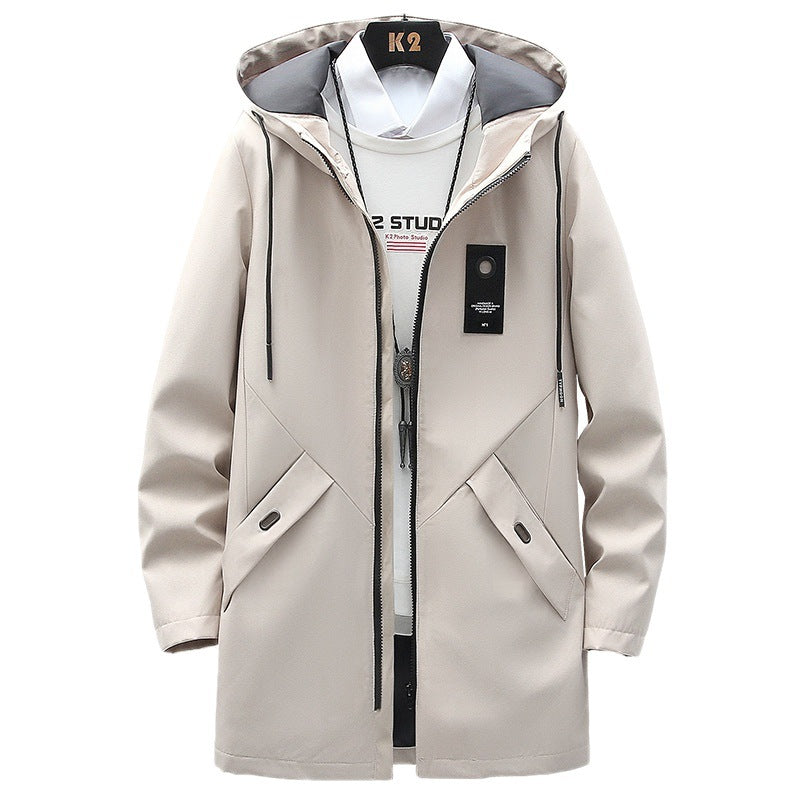 Herren urbaner Midlength Tech-Parka mit Kapuze, verdecktem Reißverschluss und winddichter Beschichtung Shop Nory