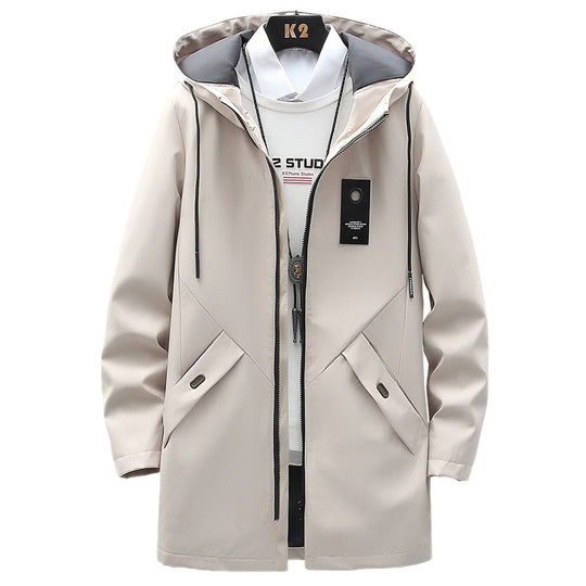Herren urbaner Midlength Tech-Parka mit Kapuze, verdecktem Reißverschluss und winddichter Beschichtung Shop Nory