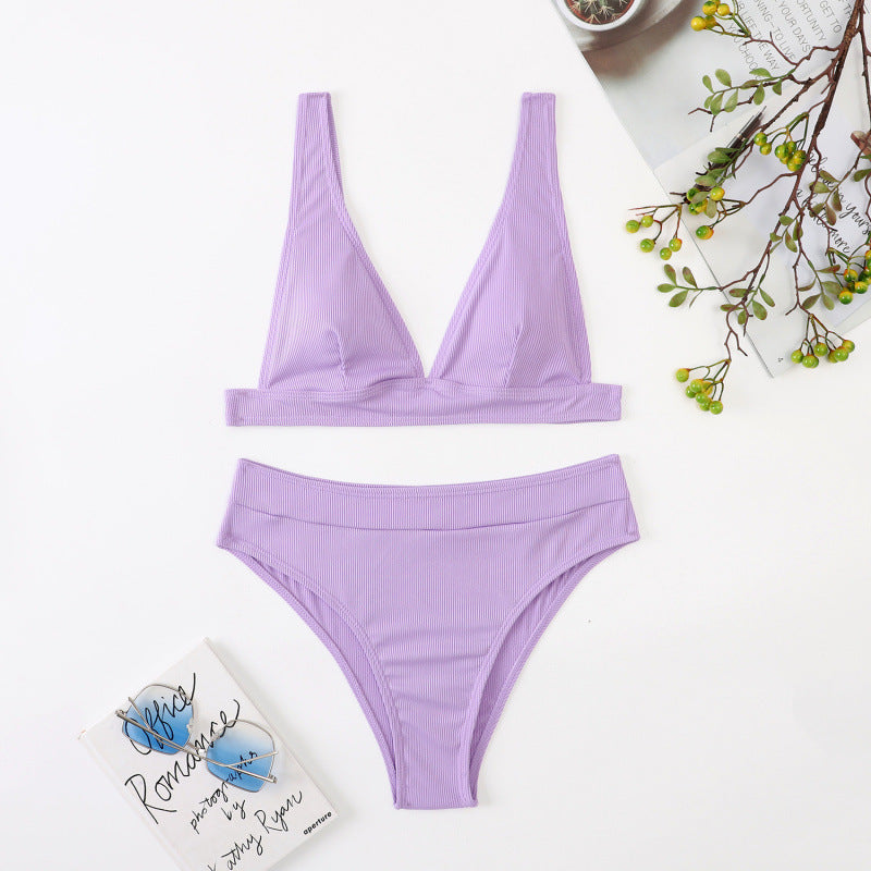 Damen Hoch geschnittener Bikini mit atmungsaktivem Oberteil und elastischem Bund Shopnory