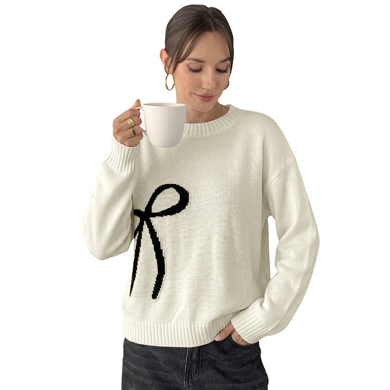 Damen Modischer Pullover mit Schleifenmotiv Shop Nory