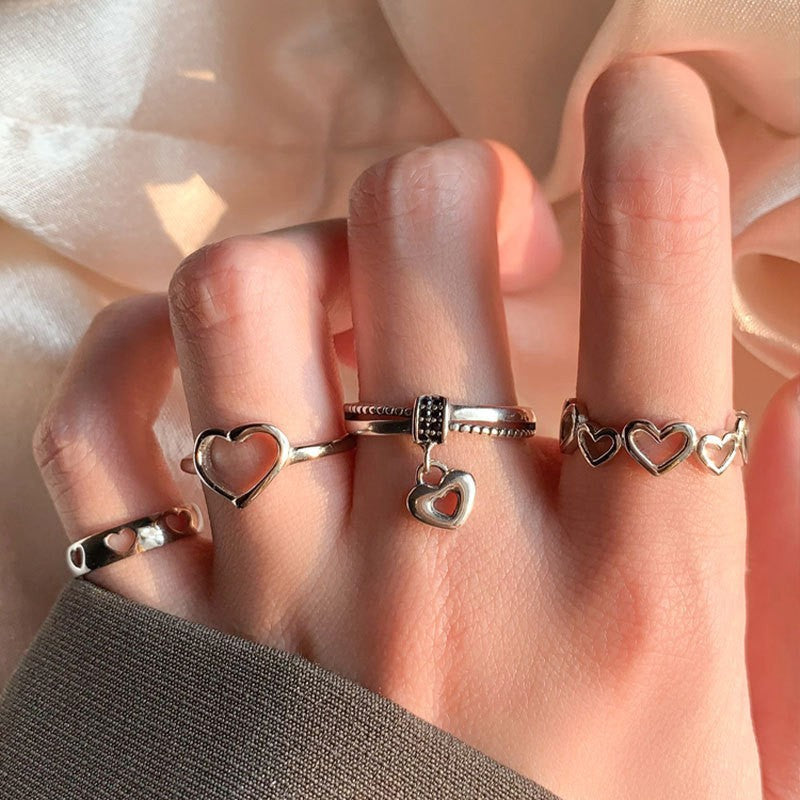 Damen Ring-Set mit verspielten Herzen und eleganten Zirkonia-Elementen Shop Nory