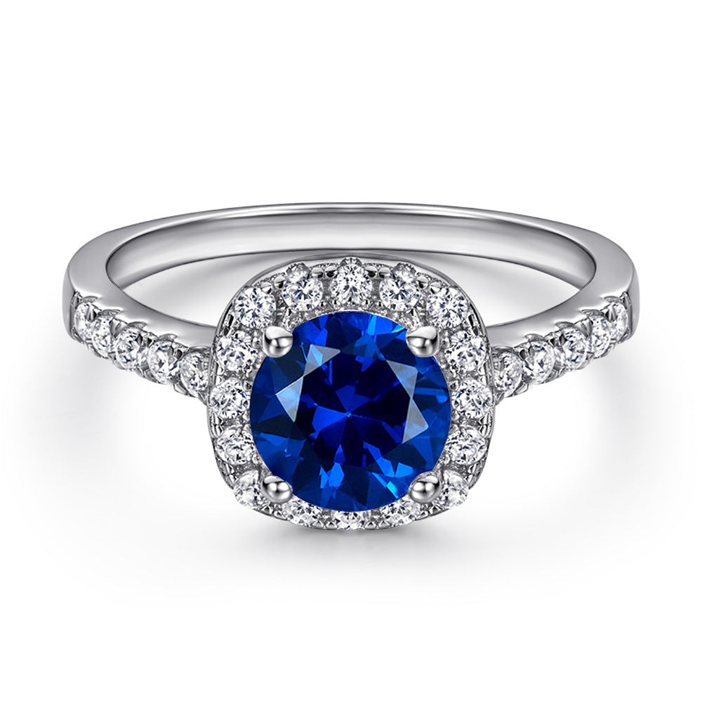 Damen Ohrringe mit strahlendem blauen Kristall und funkelndem Zirkonia-Rahmen Shop Nory