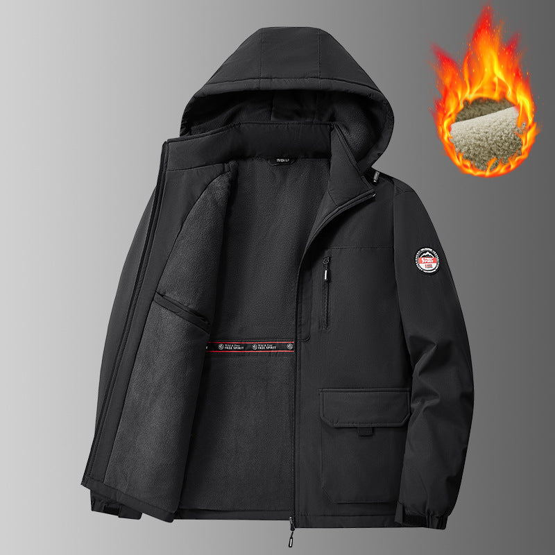 Herren Wind- und Wasserabweisender Kapuzenparka mit weichem Fleece-Innenfutter und Multifunktionstaschen Shop Nory