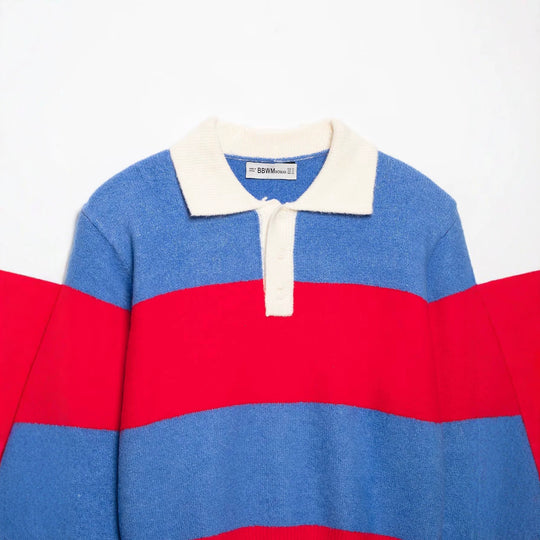 Damen Gestreifter Rugby-Pullover mit Polokragen und kurzem Schnitt Shop Nory