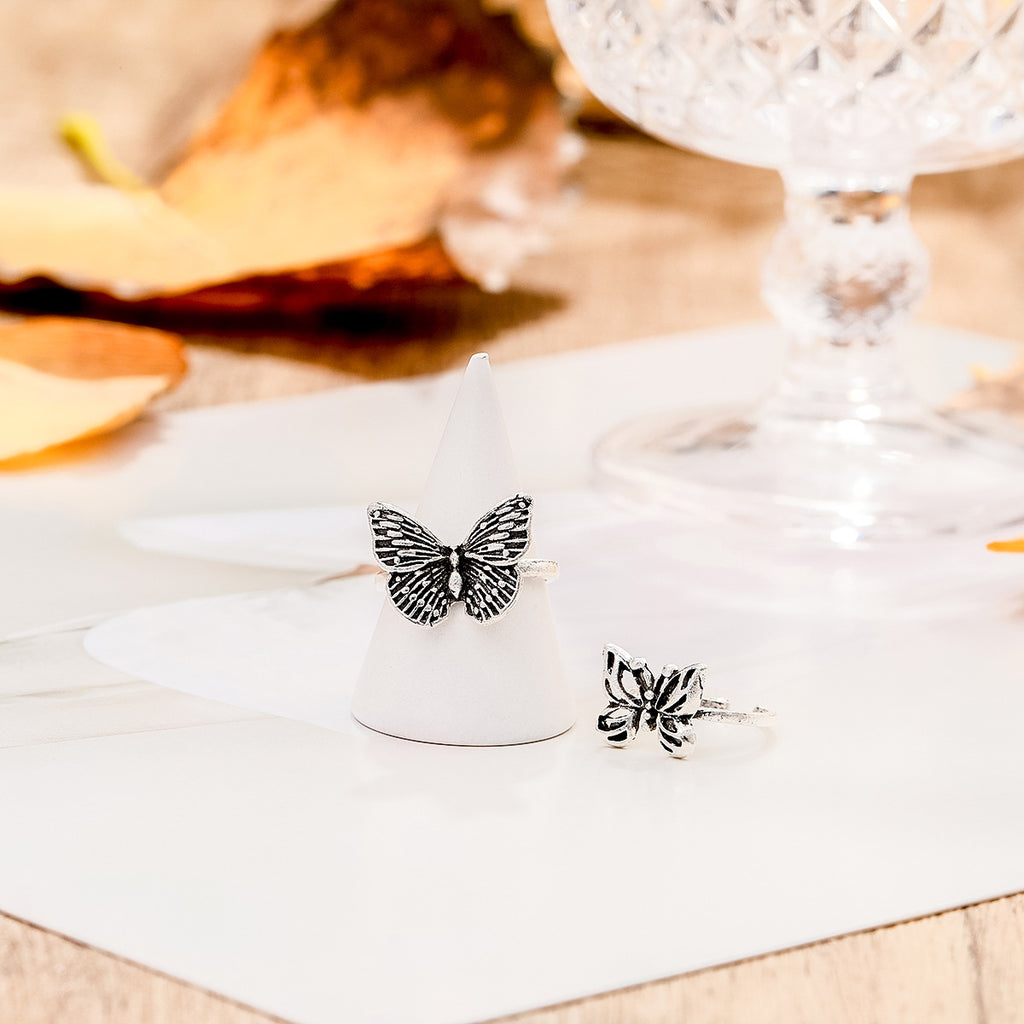 Damen Ring-Set mit floralem Schmetterlings-Design Shop Nory