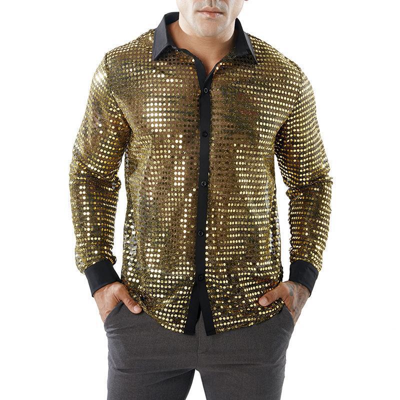 Herren Glänzendes Partshirt mit Strassmotiven