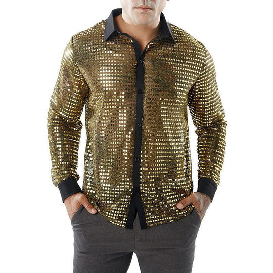 Herren Glänzendes Partshirt mit Strassmotiven