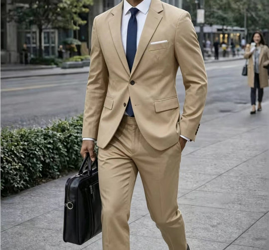 Herren Zweiteiliger Slim-Fit Businessanzug mit tailliertem Revers und schlanker Anzughose Shop Nory