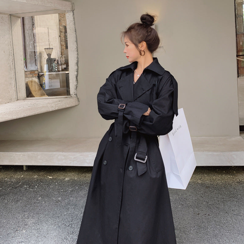 Damen Oversize-Trenchcoat mit Taillengürtel, doppelter Knopfleiste und Sturmklappe Shop Nory