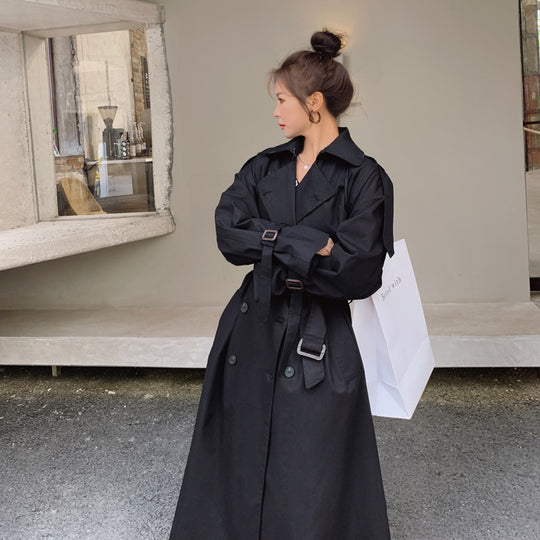 Damen Oversize-Trenchcoat mit Taillengürtel, doppelter Knopfleiste und Sturmklappe Shop Nory