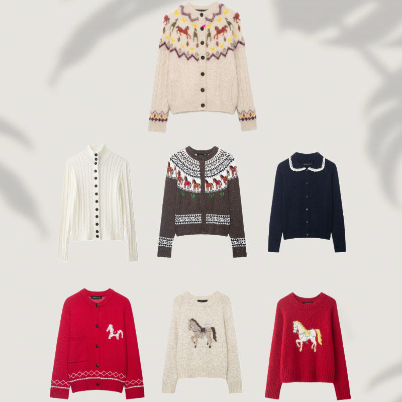 Damen Feinstrick-Cardigan mit gehäkeltem Peter-Pan-Kragen Shop Nory