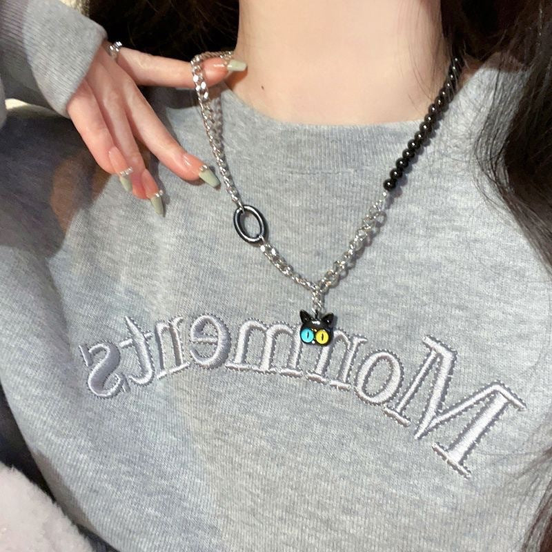 Damen Halskette mit verspieltem Katzenmotiv und langlebiger Gliederkette Shop Nory