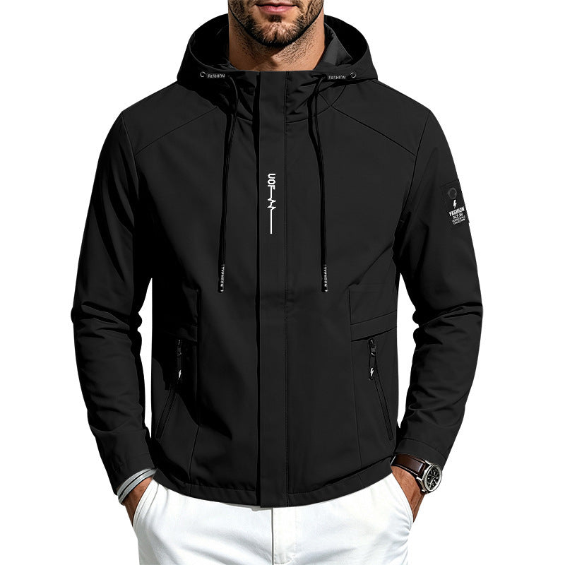Herren Wasserabweisende Softshell-Kapuzenjacke mit Reißverschlusstaschen Shop Nory