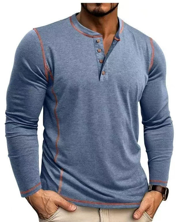 Herren Langarmshirt mit Knopfleiste