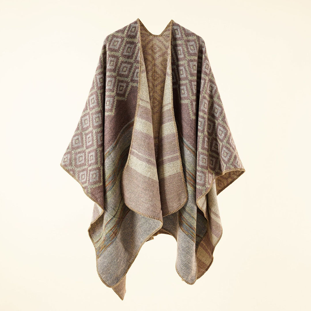 Damen Jacquard-Überwurf mit geometrischem Quadratmuster und offener Front Shop Nory