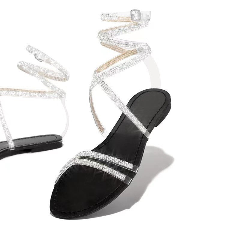 Damen Glitzernde Riemchen-Sandalen mit schickem Strassbesatz