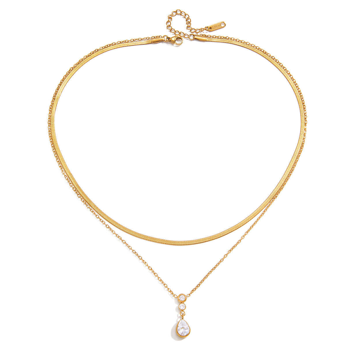 Damen Halskette mit zarten Wasserfall-Anhängern und verlängerbarer Edelstahlkette Shop Nory