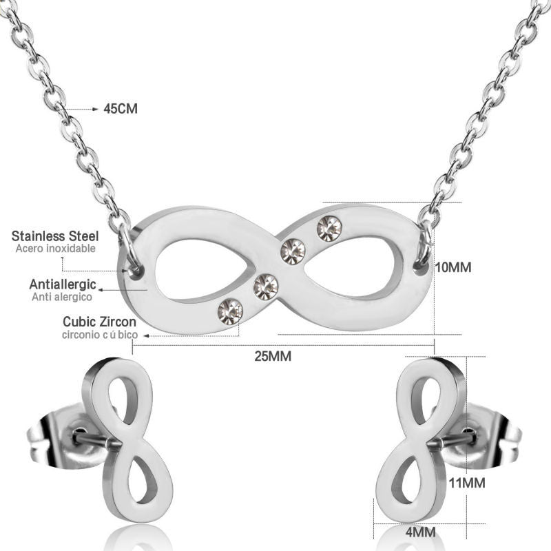 Damen Schmuckset mit unendlichem Symbol aus hochwertigem Edelstahl und goldplattierter Oberfläche Shop Nory