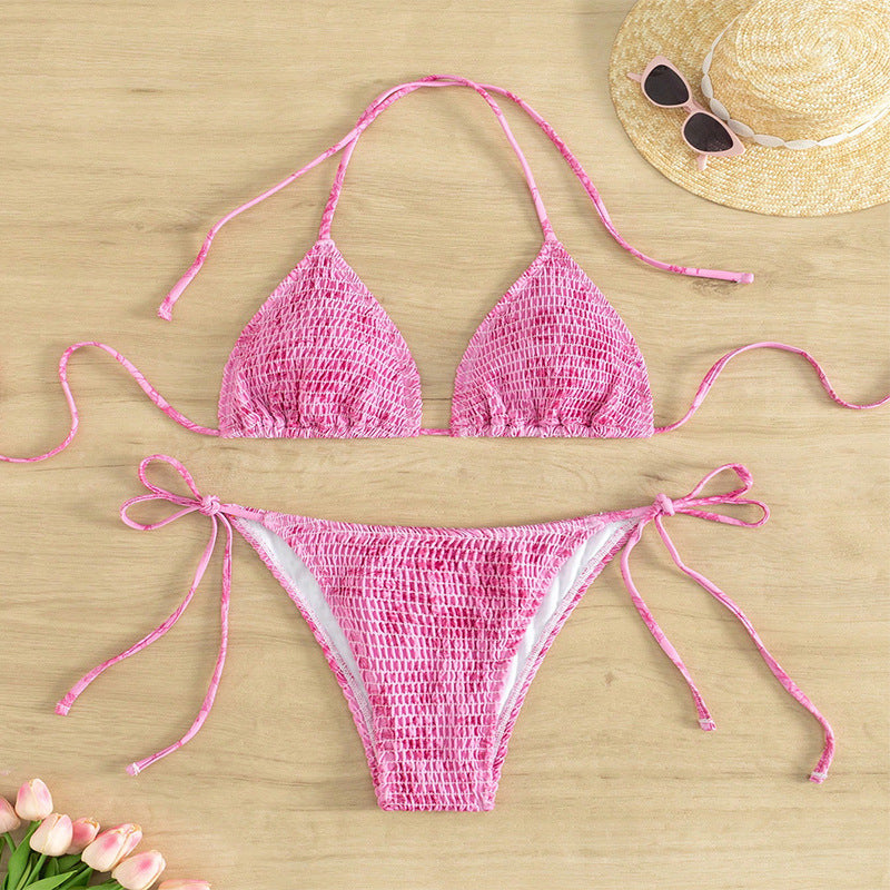 Damen Triangel-Bikini-Set mit floralem Muster und verstellbaren Trägern Shopnory