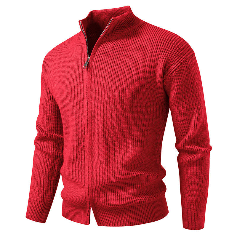 Herren Strickjacke mit hohem Kragen und innovativem Reißverschluss