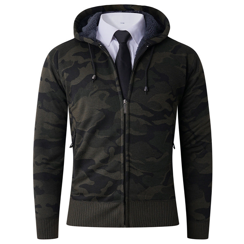 Herren modischer Hoodie mit gefütterter Kapuze und kräftigem Camouflage-Muster