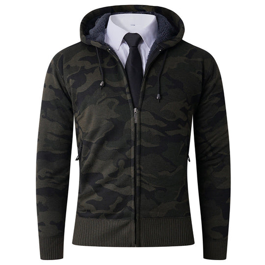 Herren modischer Hoodie mit gefütterter Kapuze und kräftigem Camouflage-Muster