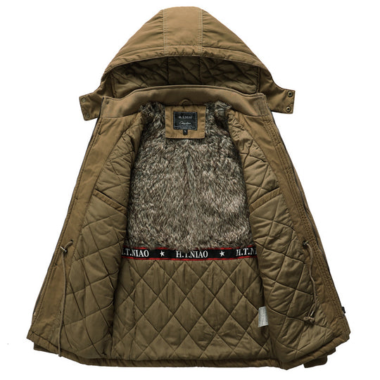 Herren Canvas-Parka mit gesteppter Thermofütterung, Kunstfell-Innenfutter und Kapuze Shop Nory