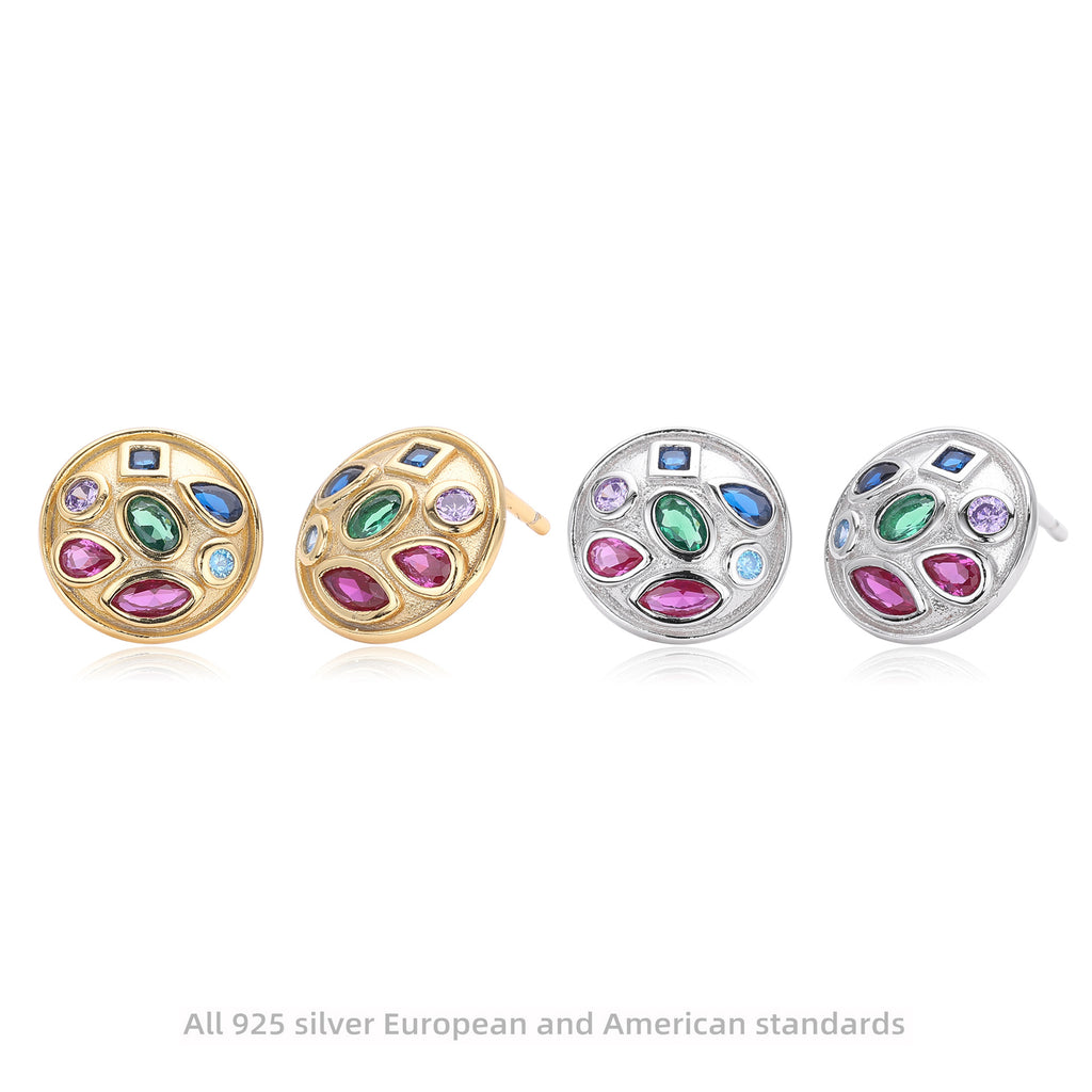 Damen Ohrstecker mit bunten Zirkon-Akzenten und hochwertiger 925er Sterlingsilberfassung Shop Nory