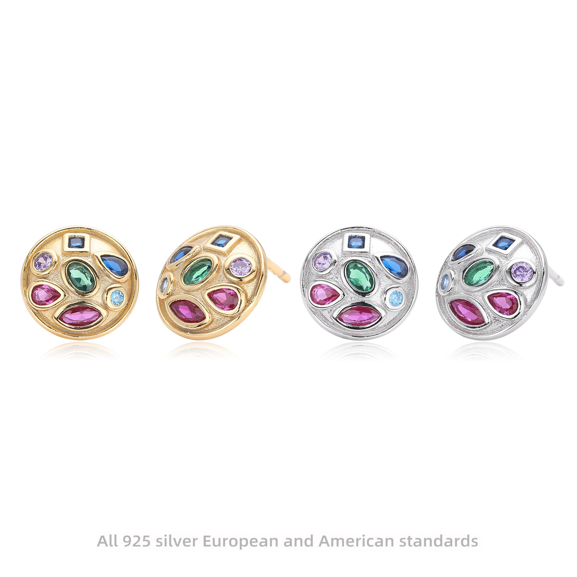 Damen Ohrstecker mit bunten Zirkon-Akzenten und hochwertiger 925er Sterlingsilberfassung Shop Nory