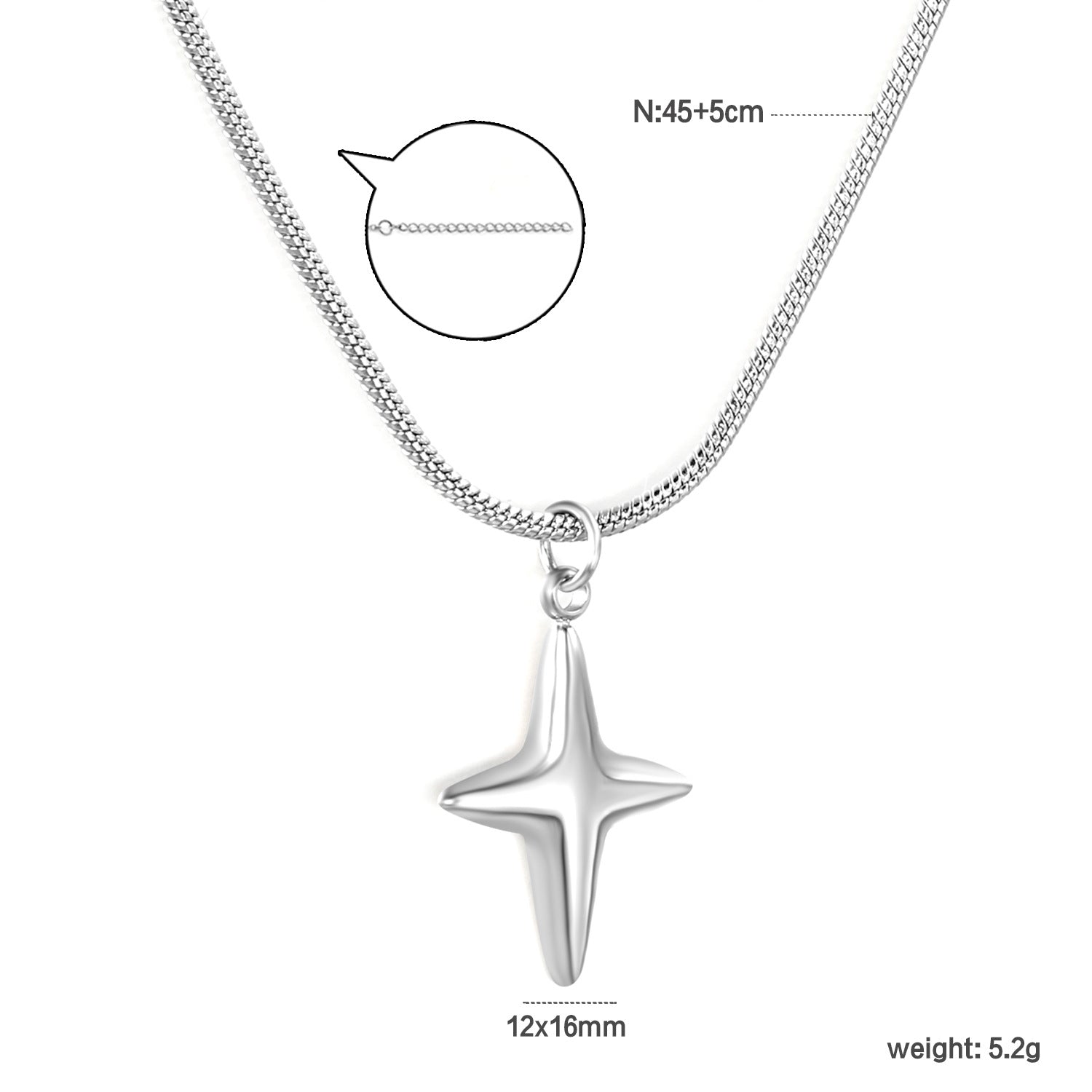 Damen Halskette mit trendigem Kreuzanhänger aus hochwertigem Edelstahl Shop Nory