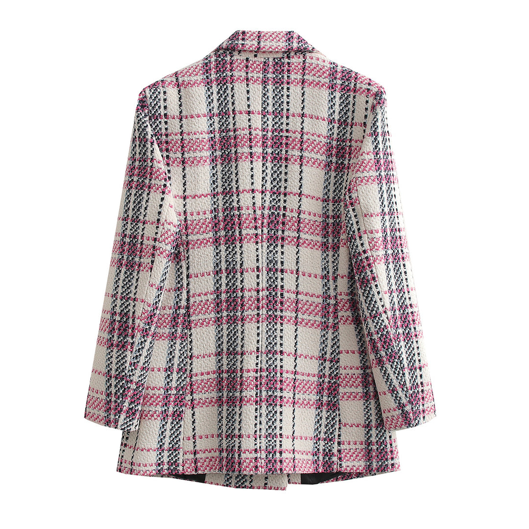 Damen Bouclé-Tweed Longblazer mit Doppelreihigem Verschluss und Pattentaschen Shop Nory
