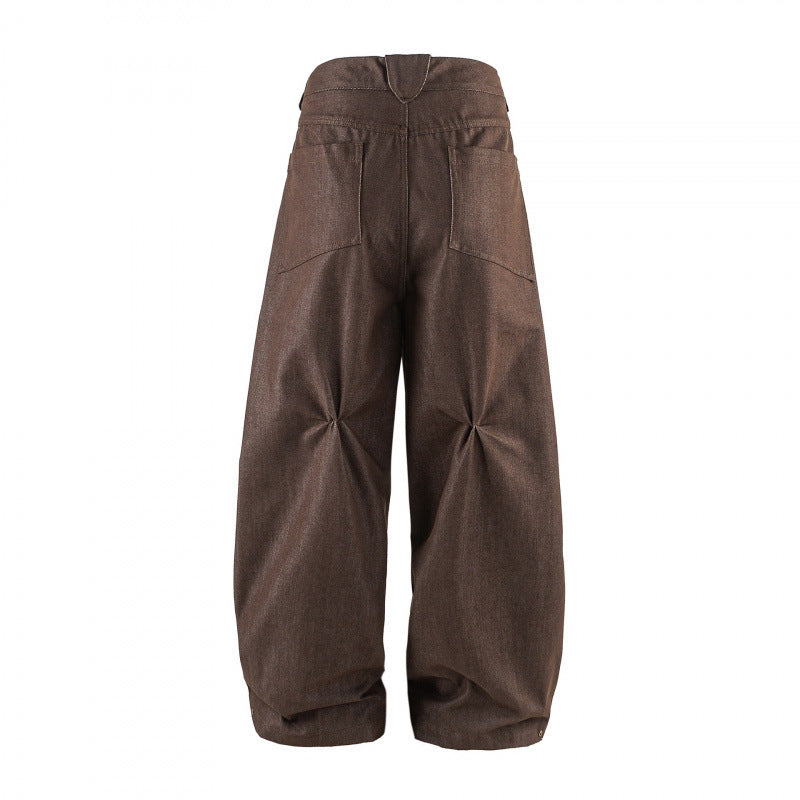 Damen Hochgeschnittene Ballon-Culotte aus strukturiertem Baumwollmix mit Kellerfalten Shop Nory