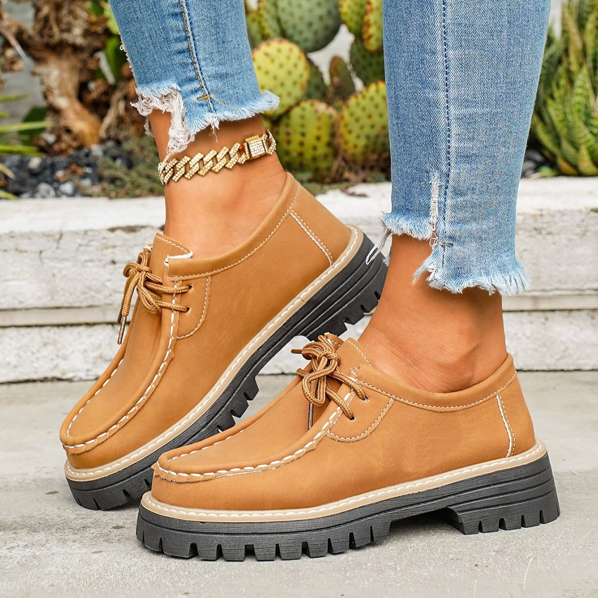 Damen Robuste Comfort-Schnürschuhe