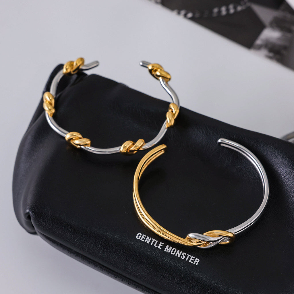 Damen Offenes Armband mit elegantem Knoten-Design aus hypoallergenem Edelstahl Shop Nory