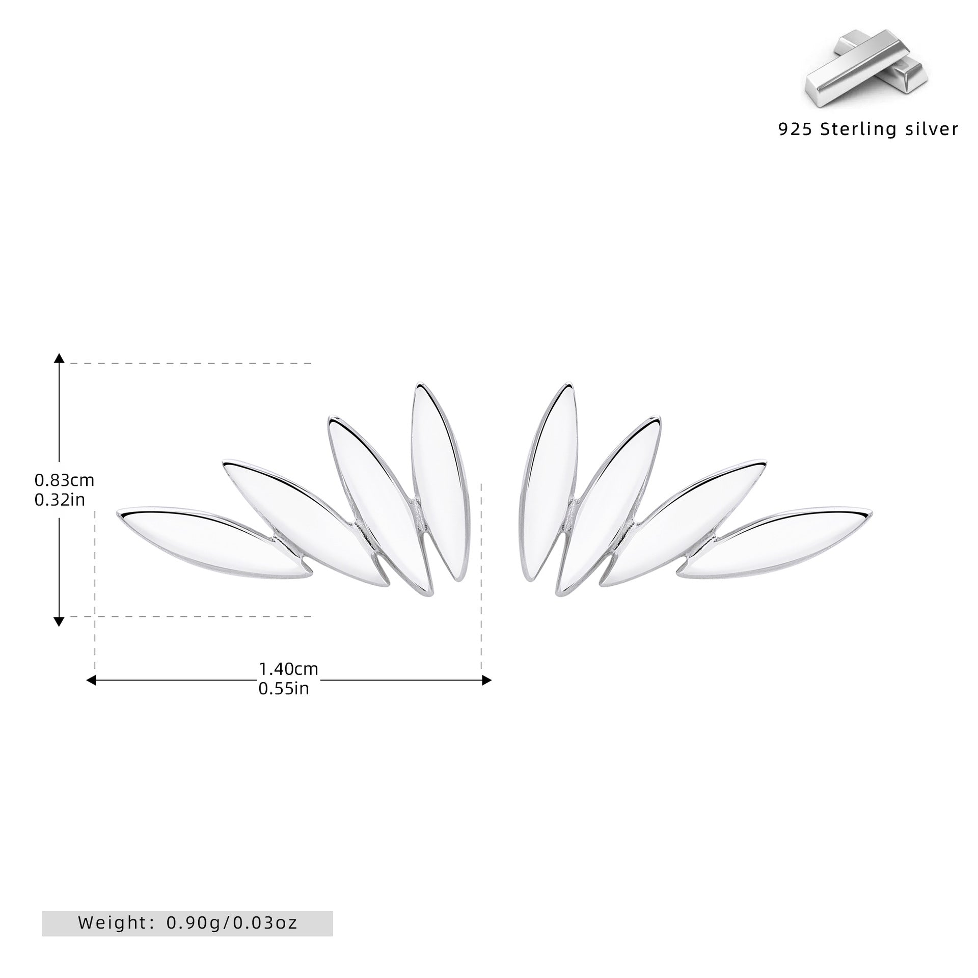 Damen Ohrstecker im kreativen Blattdesign aus 925 Sterling Silber Shop Nory