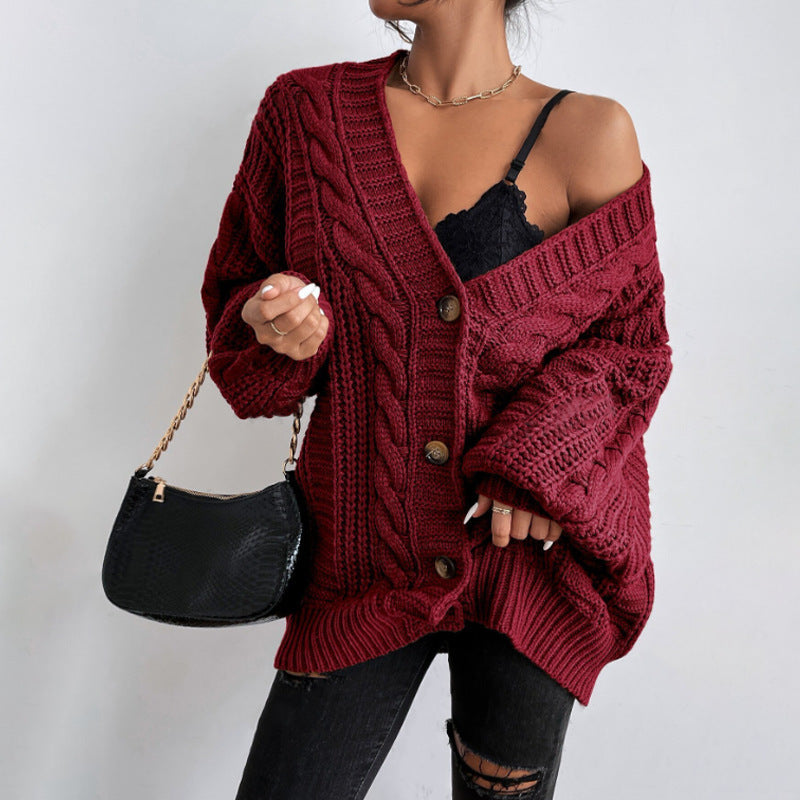 Damen Strickjacke mit oversized Passform und Zopfmuster