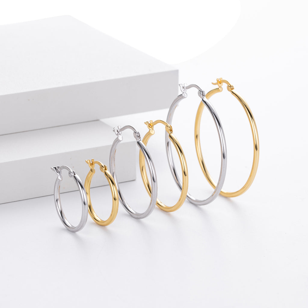 Damen Creolen im eleganten, minimalistischen Design aus 925 Sterling Silber Shop Nory