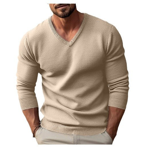 Herren Strickpullover mit V-Ausschnitt und hochwertiger Materialtextur