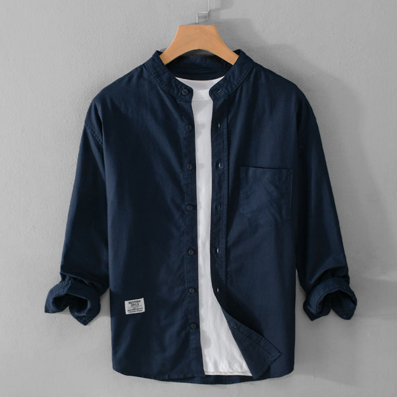 Herren Stehkragen-Overshirt aus Baumwollmix mit Brusttasche und entspannter Passform Shop Nory