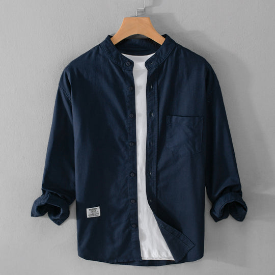 Herren Stehkragen-Overshirt aus Baumwollmix mit Brusttasche und entspannter Passform Shop Nory