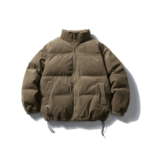 Unisex Wattierte Cord-Blousonjacke mit Stehkragen, elastischen Bündchen und Kordelzug Shop Nory