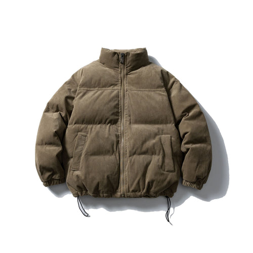 Unisex Wattierte Cord-Blousonjacke mit Stehkragen, elastischen Bündchen und Kordelzug Shop Nory