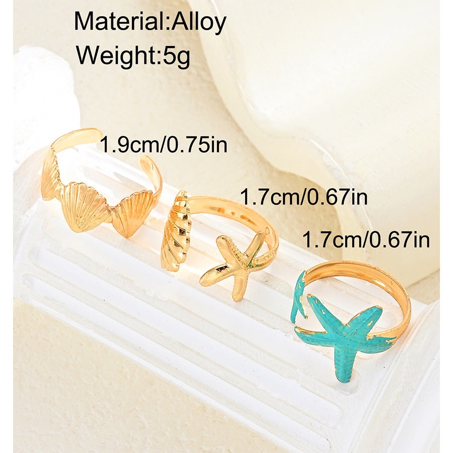 Damen elegantes Ring-Set mit maritimen Motiven und kreativen Details Shop Nory