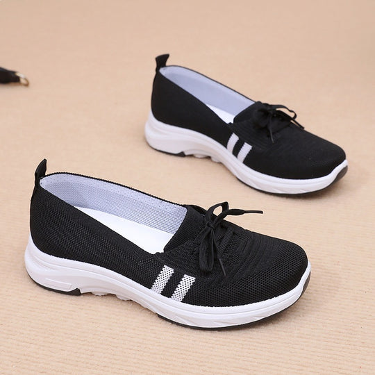 Damen Schlupf-Strick-Sneaker mit dekorativer Schleife und gedämpfter Plateausohle Shop Nory