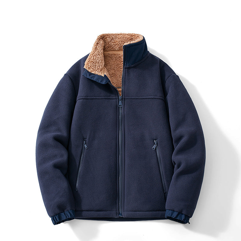 Herren Teddygefütterte Fleecejacke mit Stehkragen, Reißverschluss und Thermo-Innenfutter Shop Nory