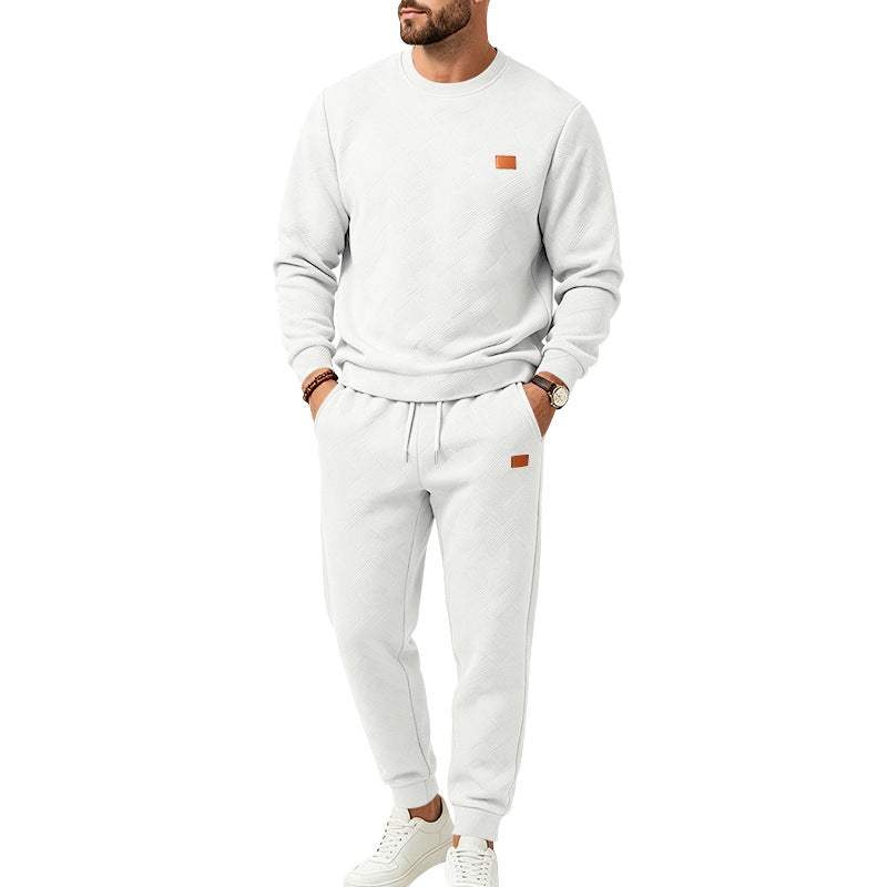 Herren Gemustertes Komfort-Sweatset mit Rundhals-Sweatshirt und Kordel-Jogginghose Shop Nory