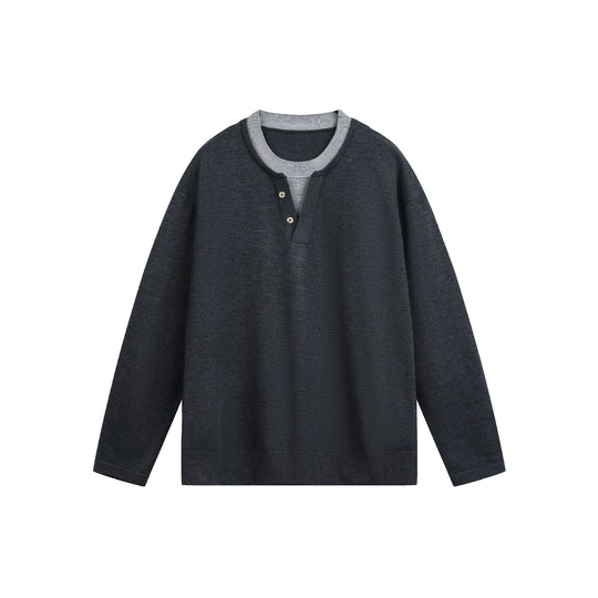 Unisex Lässiges Oversize‑Sweatshirt mit Henley‑Knopfleiste und geripptem Layer‑Kragen Shop Nory