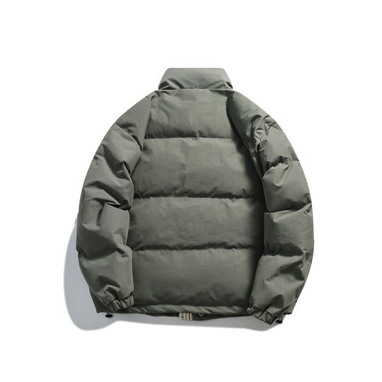 Unisex Kurz geschnittene wattierte Pufferjacke mit hohem Stehkragen und gestreiften Taschenblenden Shop Nory