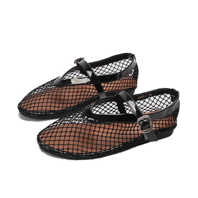 Damen Ballerinas mit elegantem Netzdesign und modischem Riemen